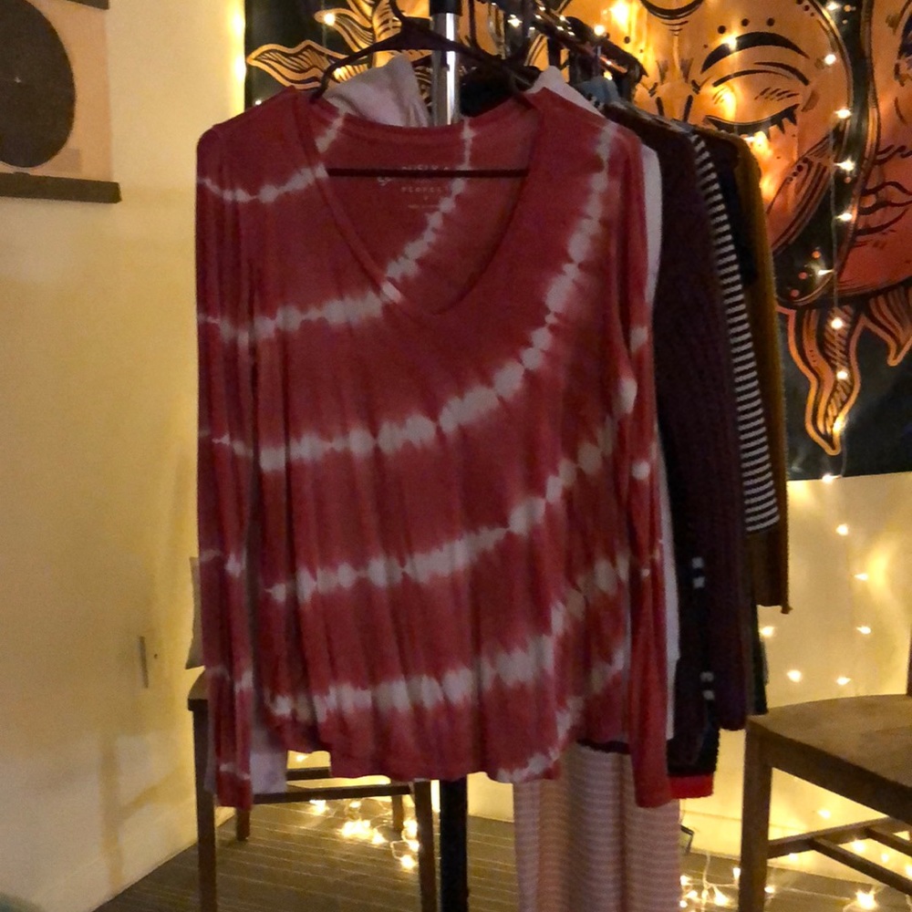 Super soft v neck tye dye long sleeve rose pink